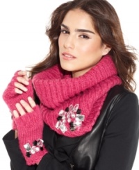 Warm up to eye-catching accessorizing with these chic, stone embellished fingerless gloves from Betsey Johnson that are undecidedly princess-worthy. Warm up to eye-catching accessorizing with these chic, stone embellished fingerless gloves from Betsey Johnson that are undecidedly princess-worthy.