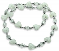 Murano Glass Heart and Crystal Bead Necklace Murano Glass Heart and Crystal Bead Necklace