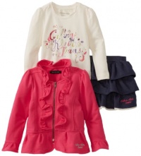 Calvin Klein Girls 2-6X Jacket with Long Sleeve Tee and Denim Short, Pink, 4T Calvin Klein Girls 2-6X Jacket with Long Sleeve Tee and Denim Short, Pink, 4T