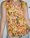 Anne Klein Womens Floral Wrap Style Sleeveless Blouse Shirt Size Large