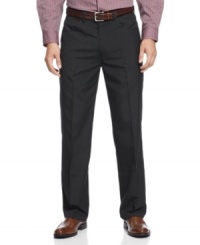 Versatile flat-front dress pants from Haggar are an essential work-week staple Versatile flat-front dress pants from Haggar are an essential work-week staple