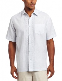 Cubavera Men's Short Sleeve Woven Slub Front Embroidered Placket with Pocket Cubavera Men's Short Sleeve Woven Slub Front Embroidered Placket with Pocket