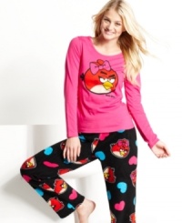 Snuggle up with Angry Birds. The comfy plaid fleece of these pajamas by Briefly Stated will have you and your new friends ready for the holidays! Snuggle up with Angry Birds. The comfy plaid fleece of these pajamas by Briefly Stated will have you and your new friends ready for the holidays!