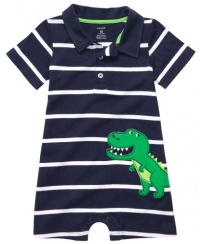 Carters Dino Polo Romper NAVY 24 Mo Carters Dino Polo Romper NAVY 24 Mo