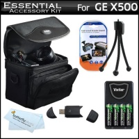 Essential Accessories Kit For GE POWER Pro series X500, X5 Power Pro Digital Camera Includes USB 2.0 High Speed Card Reader + 4AA High Capacity Rechargeable NIMH Batteries And AC/DC Rapid Charger + Deluxe Carrying Case + LCD Screen Protectors + More Essential Accessories Kit For GE POWER Pro series X500, X5 Power Pro Digital Camera Includes USB 2.0 High Speed Card Reader + 4AA High Capacity Rechargeable NIMH Batteries And AC/DC Rapid Charger + Deluxe Carrying Case + LCD Screen Protectors + More
