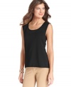 Jones New York Collection lends a luxe touch to this plus size tank top, featuring silk trim-- it's an ideal layering piece.