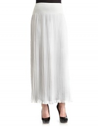 THE LOOKElastic waistKnit panelSheer pleated overlayTHE FITAbout 39 longTHE MATERIAL95% viscose/5% spandexFully linedCARE & ORIGINHand wash ImportedModel shown is 5'10 (178cm) wearing US size Small. THE LOOKElastic waistKnit panelSheer pleated overlayTHE FITAbout 39 longTHE MATERIAL95% viscose/5% spandexFully linedCARE & ORIGINHand wash ImportedModel shown is 5'10 (178cm) wearing US size Small.