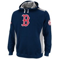 MLB Mens Boston Red Sox Catcher Athletic Navy/Steel Heather Long Sleeve Hooded Fleece Pullover By Majestic MLB Mens Boston Red Sox Catcher Athletic Navy/Steel Heather Long Sleeve Hooded Fleece Pullover By Majestic