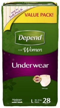Depend Underwear for Women Maximum Absorbency, Large, 28-Count Depend Underwear for Women Maximum Absorbency, Large, 28-Count