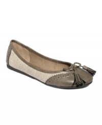 The ultimate in cuteness. American Rag's Blissful flats feature contrasting fabrics and swingy tassels at the vamp. The ultimate in cuteness. American Rag's Blissful flats feature contrasting fabrics and swingy tassels at the vamp.
