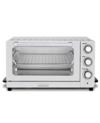 This countertop oven from Cuisinart shines with stainless steel style and quick-cooking convection power. Large enough to fit an entire 12 pizza, it takes on all kitchen tasks with enthusiasm, including baking, broiling, convection, toasting and warming. Three-year limited warranty. Model TOB-60N. This countertop oven from Cuisinart shines with stainless steel style and quick-cooking convection power. Large enough to fit an entire 12 pizza, it takes on all kitchen tasks with enthusiasm, including baking, broiling, convection, toasting and warming. Three-year limited warranty. Model TOB-60N.