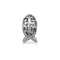 Oxidized Ichthys with Cross Bead Oxidized Ichthys with Cross Bead