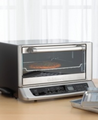 Cooking shouldn't be a guessing game - this smart toaster oven uses its Exact Heat™ sensor to maintain precise oven temperature. Bake, broil and toast in brilliant stainless steel with a brushed chrome commercial-style handle. Three-year limited warranty. Model TOB-155. Cooking shouldn't be a guessing game - this smart toaster oven uses its Exact Heat™ sensor to maintain precise oven temperature. Bake, broil and toast in brilliant stainless steel with a brushed chrome commercial-style handle. Three-year limited warranty. Model TOB-155.