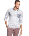 Move past your typical preppy polos and on to this modern double layer version from Bar III. (Clearance)