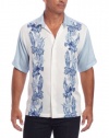 Cubavera Men's Short Sleeve Rayon Hawaiian Printed Color Block Shirt