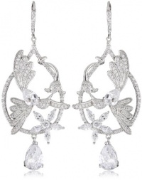 CZ by Kenneth Jay Lane Rhodium-Plated Cubic Zirconia 3 Humming bird Earrings , 12.0 cttw