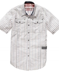 With cool utility styling, this shirt from American Rag is ready to rock your weekend. With cool utility styling, this shirt from American Rag is ready to rock your weekend.