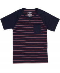 Cross the line. Amp up your everyday wear with this striped raglan t-shirt from American Rag. Cross the line. Amp up your everyday wear with this striped raglan t-shirt from American Rag.