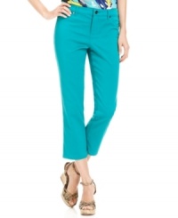 Enjoy capris year round with Style&co.'s stretch pants! A bright color perks up your wardrobe instantly.