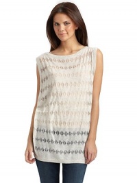 This slouchy layer has an unconventional silhouette with rows of diamond knit pattern.Bateau neckline Sleeveless Draped arm openings About 29 from shoulder to hem 75% wool/20% polyester/5% cashmere Dry clean ImportedPlease note: Camisole sold separately. This slouchy layer has an unconventional silhouette with rows of diamond knit pattern.Bateau neckline Sleeveless Draped arm openings About 29 from shoulder to hem 75% wool/20% polyester/5% cashmere Dry clean ImportedPlease note: Camisole sold separately.