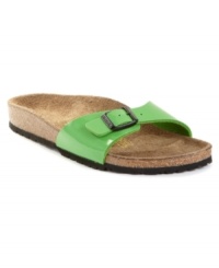 Slip into laid-back style with Birkenstock. The Madrid sandal features Birko-Flor, a man-made material exclusive to Birkenstock that has a leather-like appearance and soft felt lining for comfort. With a footbed that molds and shapes to the foot for a perfect fit. Slip into laid-back style with Birkenstock. The Madrid sandal features Birko-Flor, a man-made material exclusive to Birkenstock that has a leather-like appearance and soft felt lining for comfort. With a footbed that molds and shapes to the foot for a perfect fit.