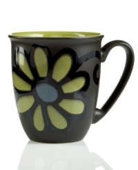 Perfect for everyday use, the ultra-durable Jet Zinnia coffee mug introduces cheery florals into the mix-and-match striped, solid and square-patterned Jet dinnerware collection from Denby. Perfect for everyday use, the ultra-durable Jet Zinnia coffee mug introduces cheery florals into the mix-and-match striped, solid and square-patterned Jet dinnerware collection from Denby.