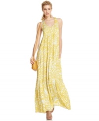 A sunny print brings bright style to this RACHEL Rachel Roy tiered maxi dress -- perfect for a relaxed summer look! A sunny print brings bright style to this RACHEL Rachel Roy tiered maxi dress -- perfect for a relaxed summer look!