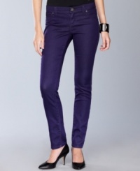 Go beyond your basic blues with INC's colored skinny denim--jeans become a bright statement! Go beyond your basic blues with INC's colored skinny denim--jeans become a bright statement!