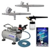 Master Airbrush® Brand Multi-purpose Professional Airbrushing System with 3 Airbrushes, G22 Gravity Feed, G25 Gravity Feed & E91 All Purpose Airbrushes, Airbrush Compressor, 6' Air Hose & Airbrush Holder All with Our 1 Year Warranty and Now Includes a (F