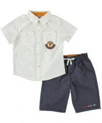 GUESS Kids Boys Baby Boy Short-Sleeve Graphic Shirt and , WHITE (18M) GUESS Kids Boys Baby Boy Short-Sleeve Graphic Shirt and , WHITE (18M)