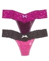 A colorful addition to your intimates wardrobe, Hanky Panky's thong blends comfort with sexy style and on-trend colorblocking. Style #361004.