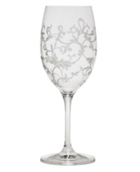 Scrolling vines climb this floral-inspired stemware to lend your table a touch of garden elegance. With careful detail, the frosted design melds with the classic shape for a truly stylish collection. (Clearance) Scrolling vines climb this floral-inspired stemware to lend your table a touch of garden elegance. With careful detail, the frosted design melds with the classic shape for a truly stylish collection. (Clearance)