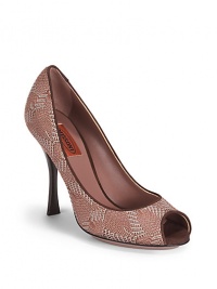 THE LOOKSubtle patterned knit upperPeep-toePadded insoleStacked heel, 4 (100mm)THE MATERIALSignature patterned knit upperLeather liningLeather soleORIGINMade in Italy THE LOOKSubtle patterned knit upperPeep-toePadded insoleStacked heel, 4 (100mm)THE MATERIALSignature patterned knit upperLeather liningLeather soleORIGINMade in Italy