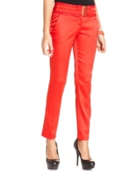 Wake-up your outfit with XOXO's super-fierce straight leg pants. The fiery hue equips these trousers with bold style to the max. Wake-up your outfit with XOXO's super-fierce straight leg pants. The fiery hue equips these trousers with bold style to the max.