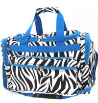 Zebra Blue Trim Duffel Gym Cheer Dance Bag 22 Zebra Blue Trim Duffel Gym Cheer Dance Bag 22