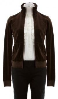 Juicy Couture Java Brown Velour Long Sleeve Zip Front Track Jacket Small Juicy Couture Java Brown Velour Long Sleeve Zip Front Track Jacket Small