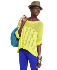A fluid drape and delicate knit details set Fever's spring sweater apart! Try it with fitted capris or your favorite jeans. A fluid drape and delicate knit details set Fever's spring sweater apart! Try it with fitted capris or your favorite jeans.