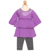 Nicole Miller Purple Ruffle 2pc Fall Outfit Baby Girls 24M