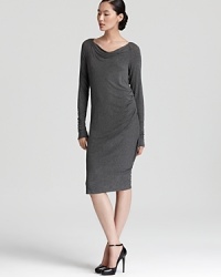Work this Donna Karan New York drape dress for a fresh fall look and make a modern statement that commands attention from desk to dinner. Work this Donna Karan New York drape dress for a fresh fall look and make a modern statement that commands attention from desk to dinner.