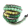 Bling Jewelry Aventurine Jade Gemstone Beads Brown Long Leather Wrap Bracelet