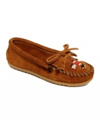 Between the beaded vamp and the fringe detailing, Minnetonka's Thunderbird II flats have all the right details. Between the beaded vamp and the fringe detailing, Minnetonka's Thunderbird II flats have all the right details.