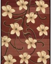 Nourison Paradise Floral Red Botanical 3.6-Feet by 5.6-Feet100-Percent Wool Area Rug