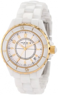 Akribos XXIV Women's AKR484WTG Allura Gold-Tone White Ceramic Watch Akribos XXIV Women's AKR484WTG Allura Gold-Tone White Ceramic Watch