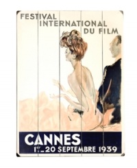 Created for the inaugural Cannes Film Festival, this elegant poster design – now, a handsome wooden sign – by Jean Gabriel Domergue offers a sensational look back on pre-war fashion and grace. Created for the inaugural Cannes Film Festival, this elegant poster design – now, a handsome wooden sign – by Jean Gabriel Domergue offers a sensational look back on pre-war fashion and grace.