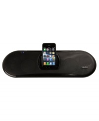 Crank up the music and recharge all at once with the sleek and streamlined design of Haier's portable docking system for your iPod or iPhone. Crank up the music and recharge all at once with the sleek and streamlined design of Haier's portable docking system for your iPod or iPhone.