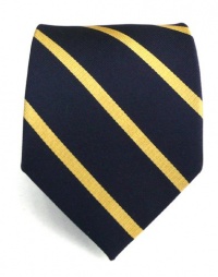 100% Silk Woven Midnight Navy and Gold Trad Striped Tie 100% Silk Woven Midnight Navy and Gold Trad Striped Tie