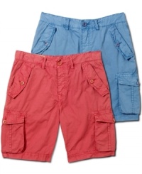 Channel the laid-back spirit of the islands in a pair of these colorful cargo shorts from Guess. Channel the laid-back spirit of the islands in a pair of these colorful cargo shorts from Guess.