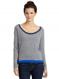 THE LOOKContrast trim at neck and hemBoatneckPullover styleTHE FITAbout 22 from shoulder to hemTHE MATERIALPolyester/cotton/rayonCARE & ORIGINMachine washUSAModel shown is 5'9½ (176cm) wearing US size Small. THE LOOKContrast trim at neck and hemBoatneckPullover styleTHE FITAbout 22 from shoulder to hemTHE MATERIALPolyester/cotton/rayonCARE & ORIGINMachine washUSAModel shown is 5'9½ (176cm) wearing US size Small.