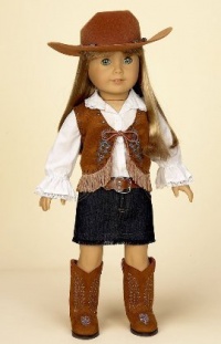 Cowgirl Outfit with Denim Skirt. Complete Outfit. Fits 18 Dolls Like American Girl® Cowgirl Outfit with Denim Skirt. Complete Outfit. Fits 18 Dolls Like American Girl®