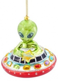 Kurt Adler Glass UFO with Space Man Ornament